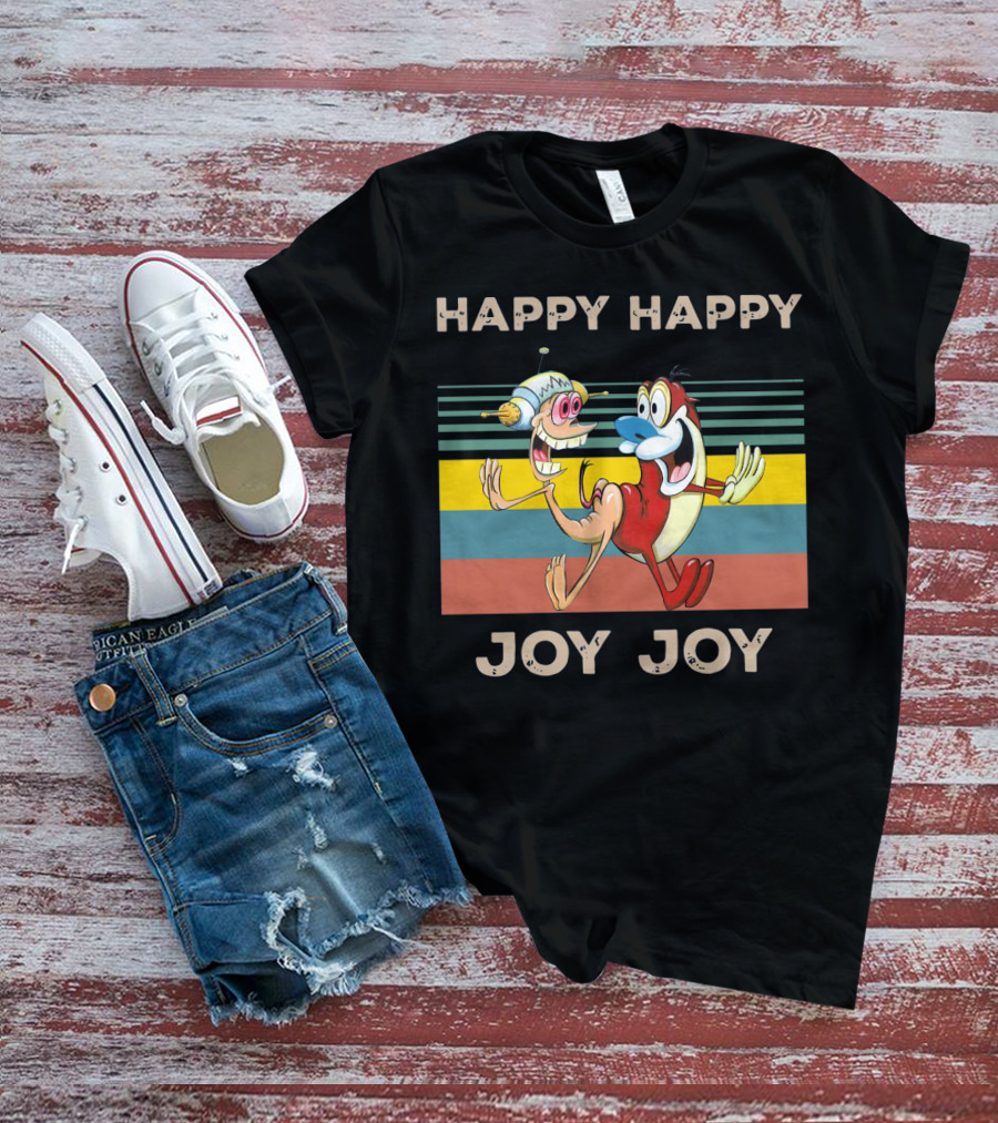 Ren And Stimpy Happy Happy Joy Joy Mighty Fine Stripede T-Shirt