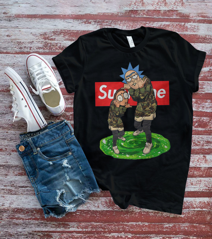 Rick And Morty Supreme Portal Streetwear Camo T-Shirt