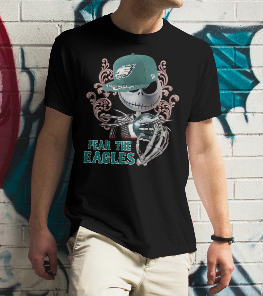 Jack Skellington Fear The Eagles Philadelphia Football T-Shirt
