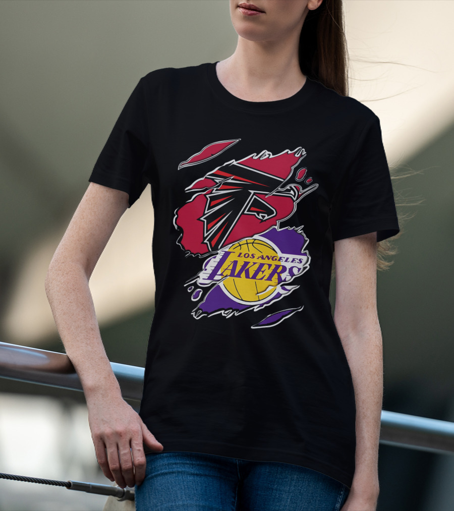 Atlanta Falcons Los Angeles Lakers Logo Mashup T-Shirt