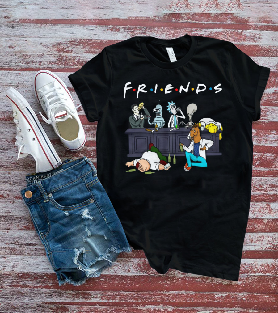 FRIENDS Rick Sanchez Drinking Buddies Parody Iconic Characters T-Shirt