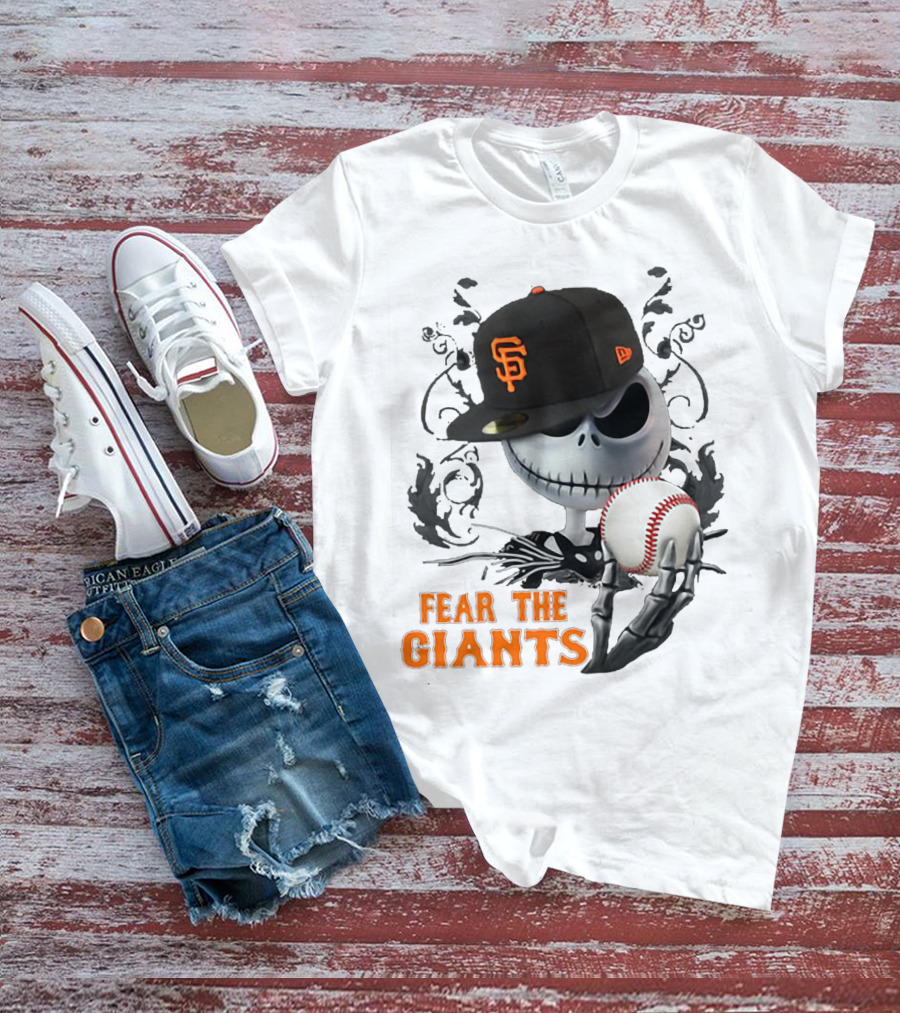 Jack Skellington Fear The Giants San Francisco Baseball Cap Spooky T-Shirt