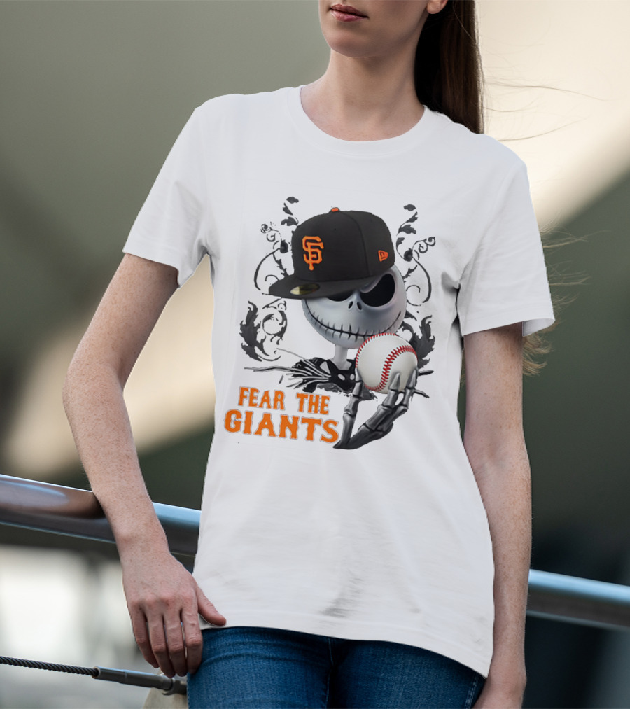 Jack Skellington Fear The Giants San Francisco Baseball Cap Spooky T-Shirt