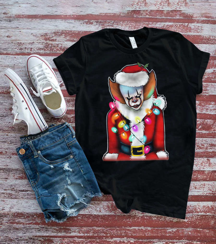 Pennywise Santa Claus Christmas Lights T-Shirt