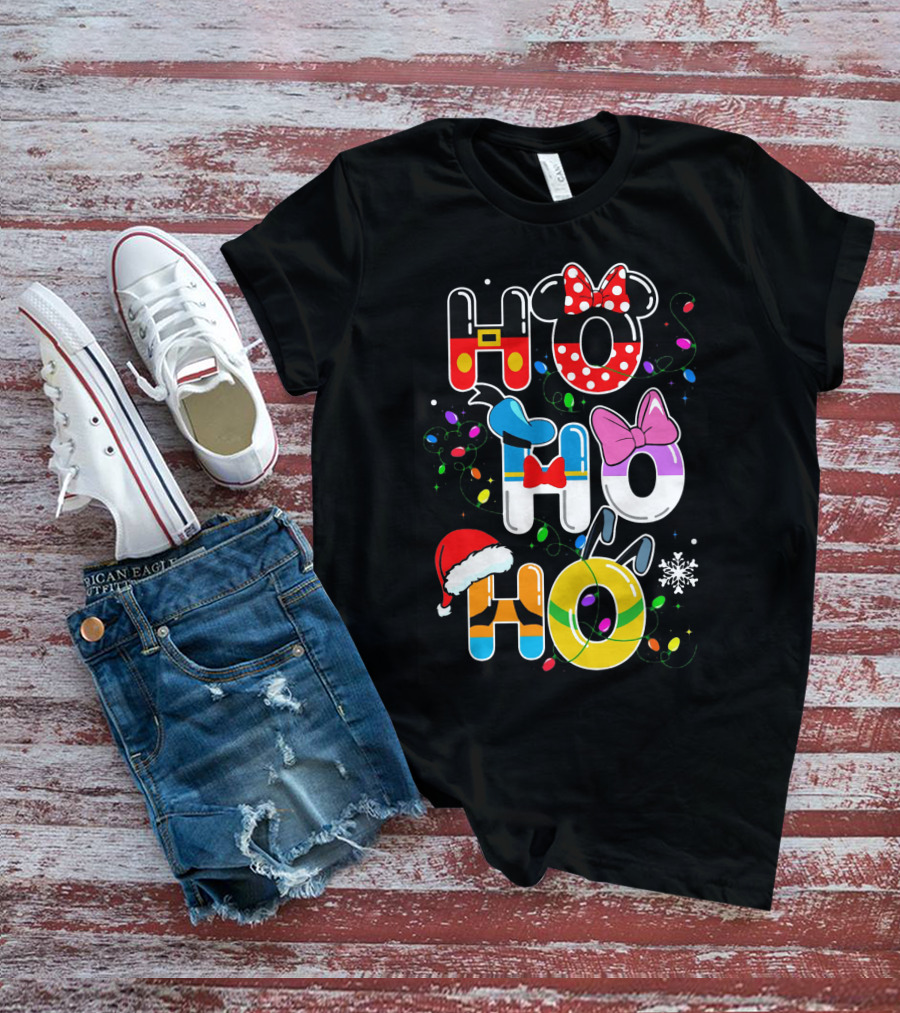 Ho Ho Ho Disney Mickey Minnie Donald Daisy Goofy Pluto Christmas T-Shirt