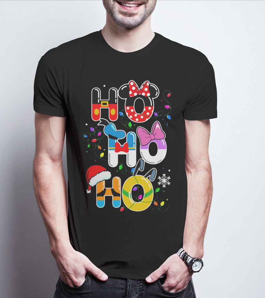 Ho Ho Ho Disney Mickey Minnie Donald Daisy Goofy Pluto Christmas T-Shirt
