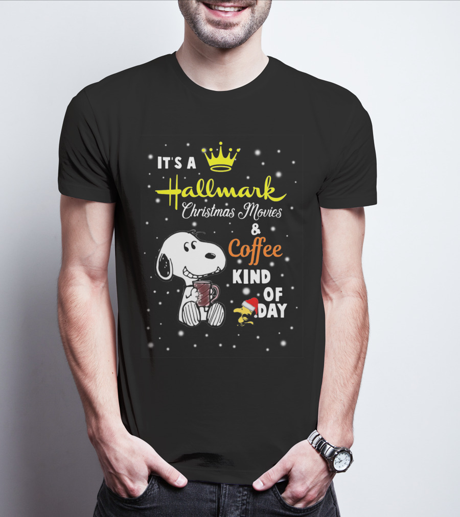 Snoopy Hallmark Christmas Movies And Coffee Kind Of Day Snowflakes T-Shirt
