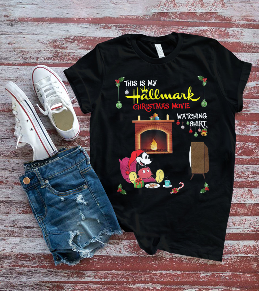 This Is My Hallmark Christmas Movie Watching Shirt Mickey Mouse Cozy Holiday Scene T-Shirt