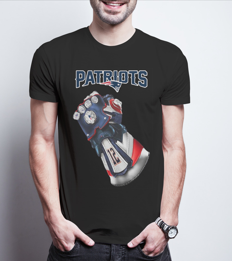 Patriots New England Infinity Gauntlet Football Tribute With Number 12 T-Shirt