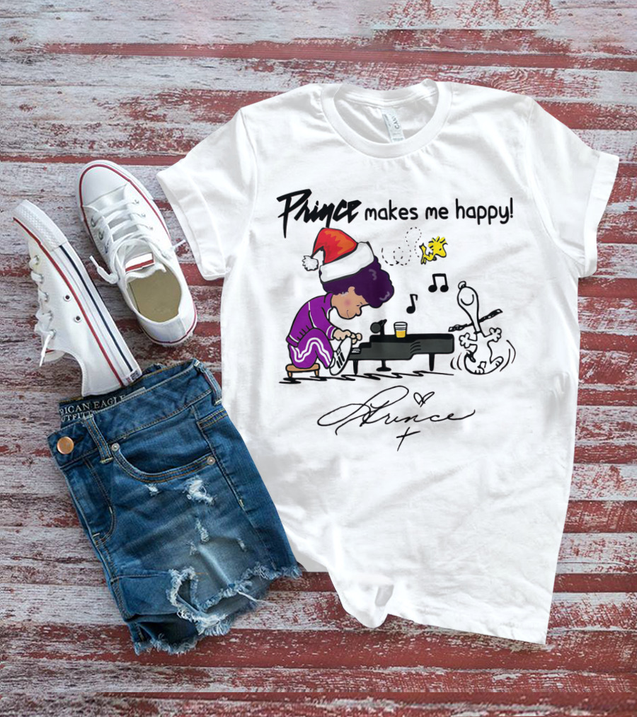 Prince Makes Me Happy Schroeder Snoopy Peanuts Christmas T-Shirt