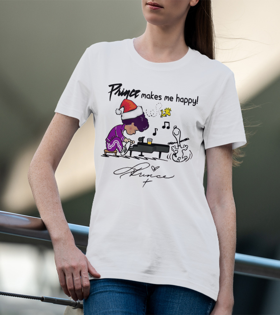 Prince Makes Me Happy Schroeder Snoopy Peanuts Christmas T-Shirt