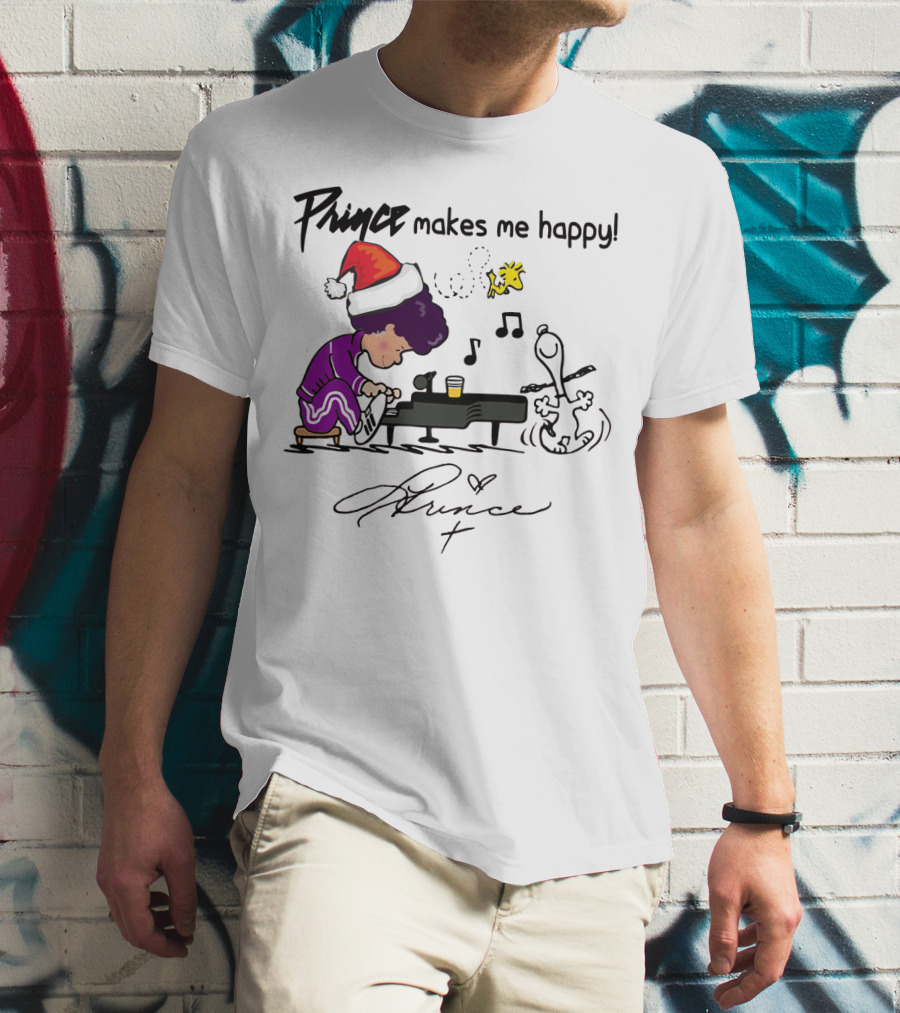 Prince Makes Me Happy Schroeder Snoopy Peanuts Christmas T-Shirt