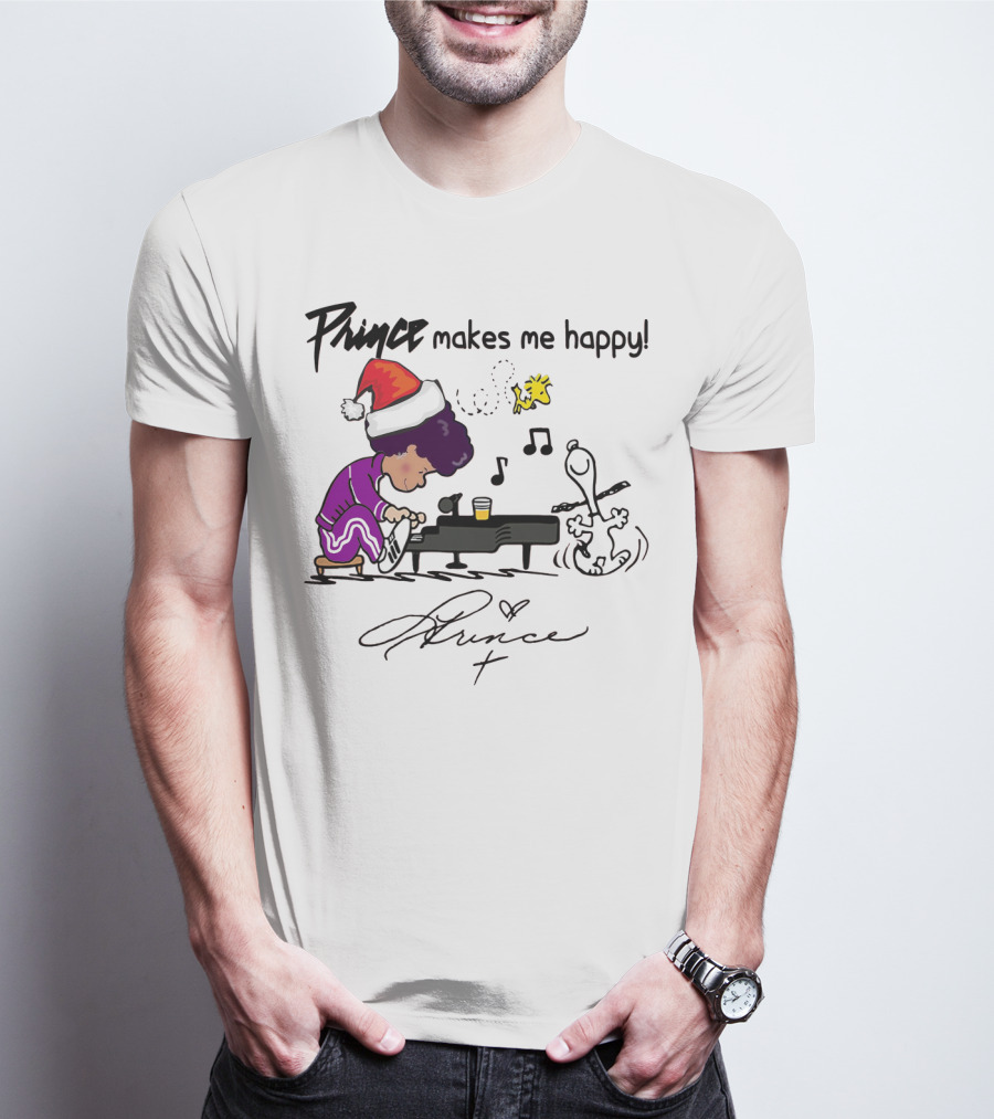 Prince Makes Me Happy Schroeder Snoopy Peanuts Christmas T-Shirt