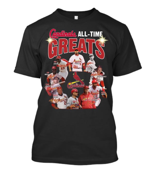 Cardinals All-Time Greats Legends Bob Gibson Lou Brock Stan Musial Ozzie Smith Tony La Russa T-Shirt