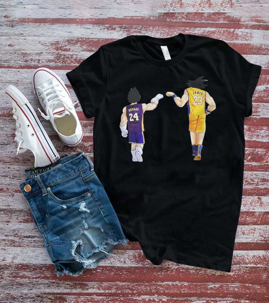 Vegeta And Goku In Kobe Bryant 24 And LeBron James 23 Basketball Jerseys T-Shirt