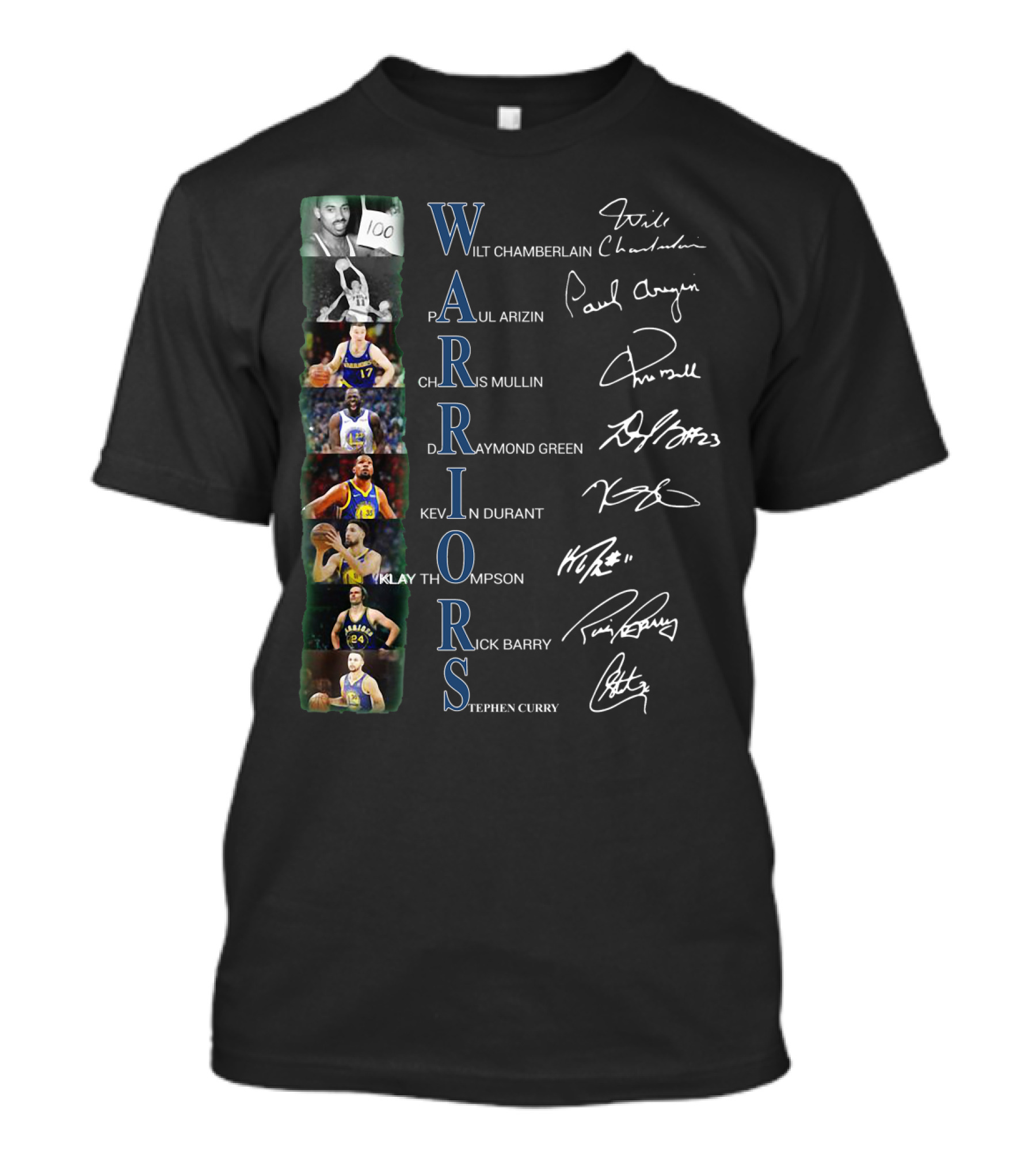 WARRIORS WILT CHAMBERLAIN PAUL ARIZIN CHRIS MULLIN DRAYMOND GREEN KEVIN DURANT KLAY THOMPSON RICK BARRY STEPHEN CURRY T-Shirt