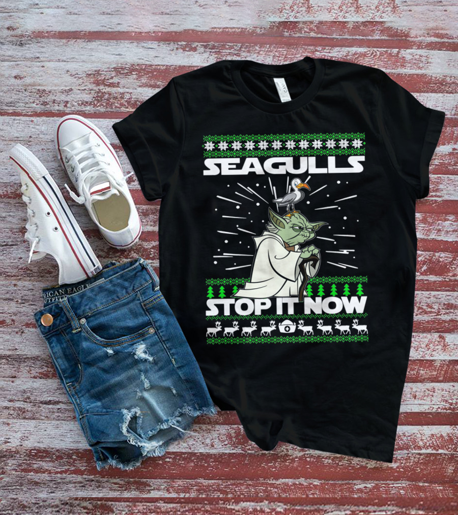 Seagulls Stop It Now Yoda Christmas T-Shirt