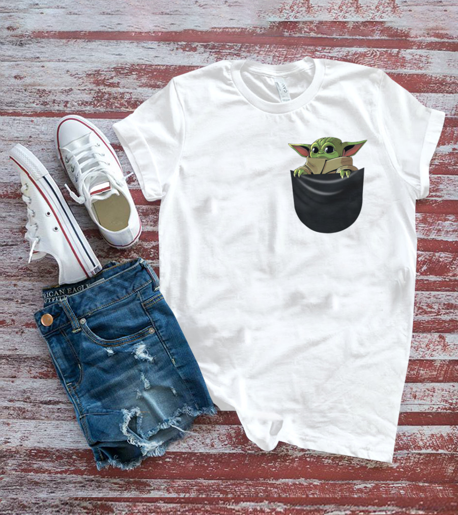 The Mandalorian Grogu Baby Yoda In Pocket Star Wars T-Shirt