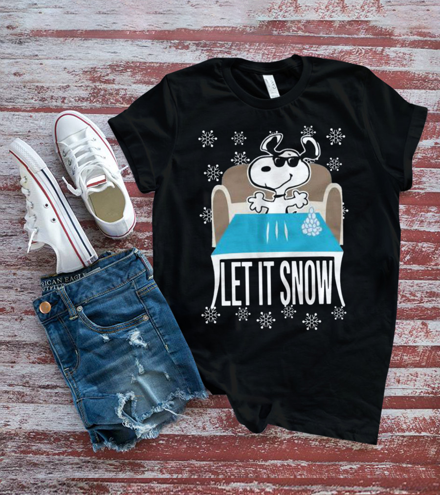 Let It Snow Snoop Dogg Walmart Cocaine Santa Snowflakes Charlie Brown Peanuts T-Shirt