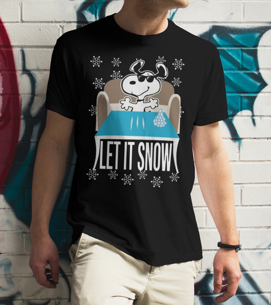Let It Snow Snoop Dogg Walmart Cocaine Santa Snowflakes Charlie Brown Peanuts T-Shirt
