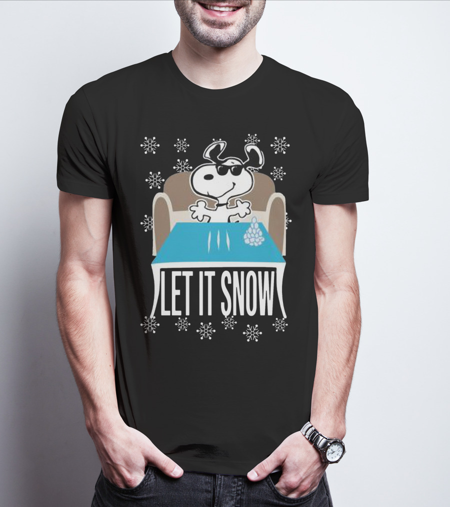 Let It Snow Snoop Dogg Walmart Cocaine Santa Snowflakes Charlie Brown Peanuts T-Shirt