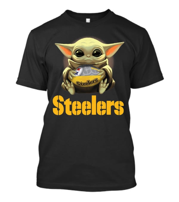 Baby Yoda Steelers Hug Football T-Shirt