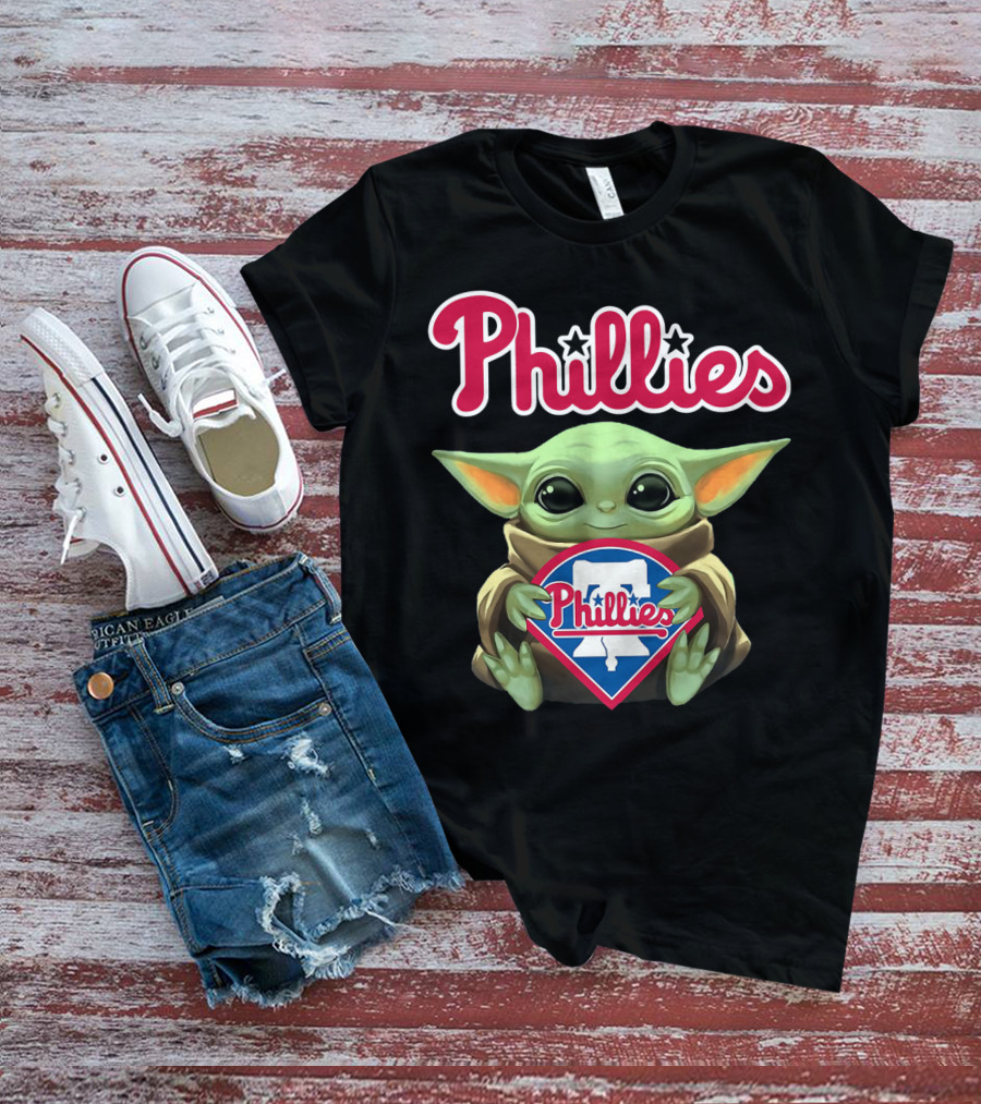 Phillies Baby Yoda Hug Philadelphia Phillies T-Shirt