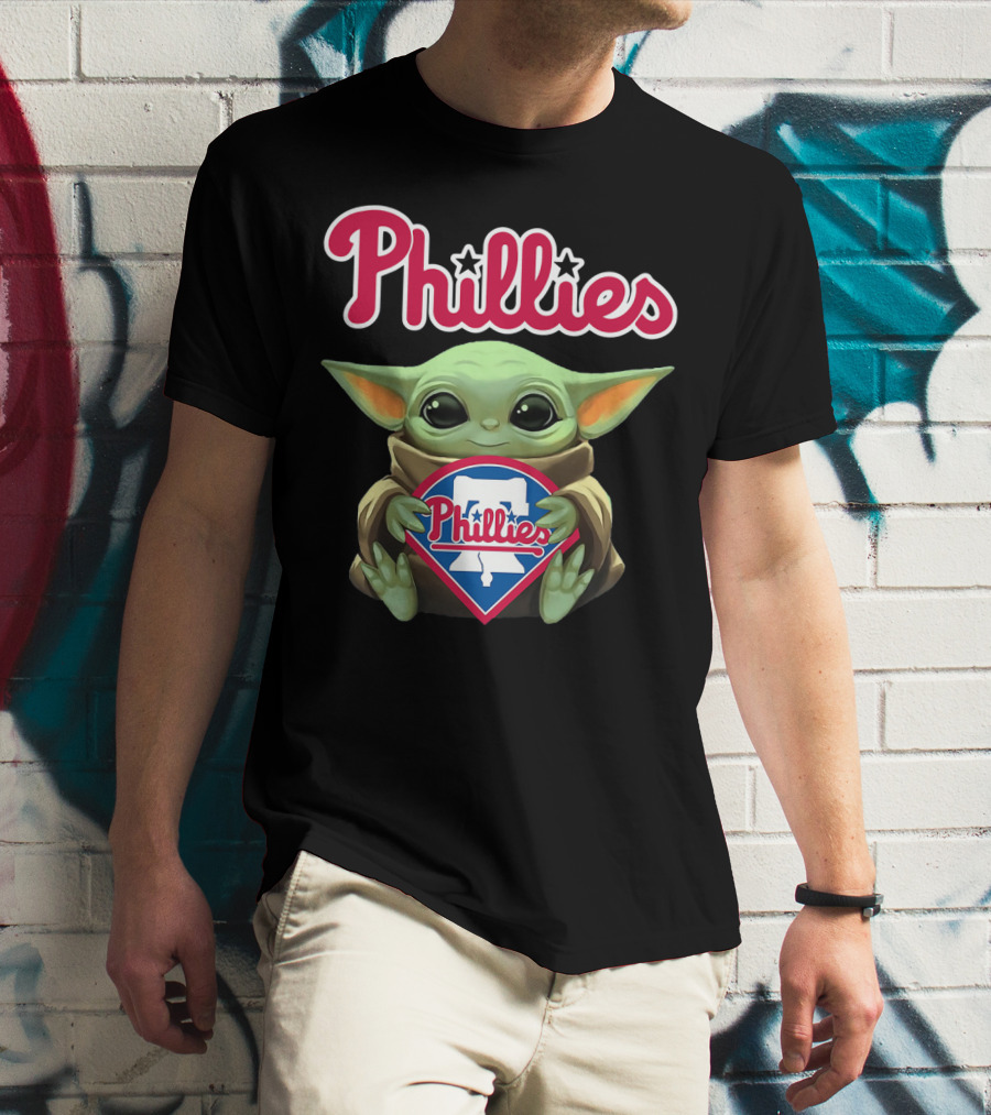 Phillies Baby Yoda Hug Philadelphia Phillies T-Shirt