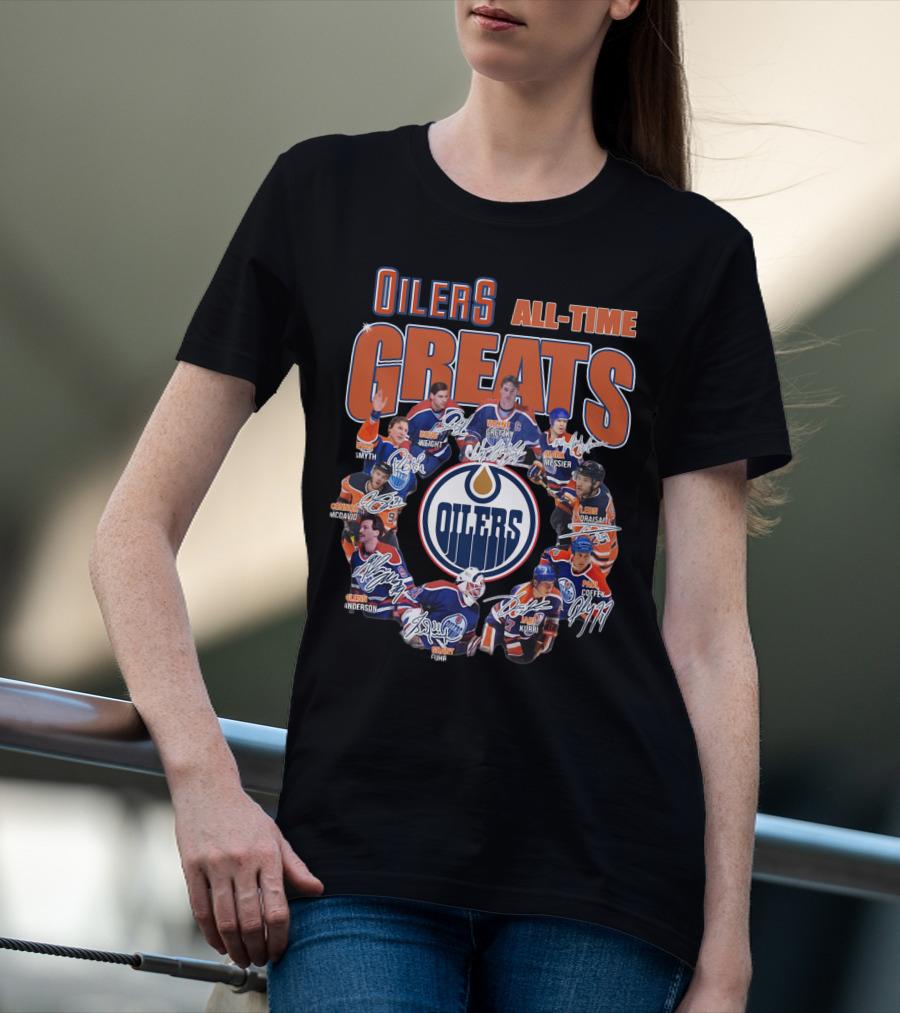 Oilers All Time Greats Wayne Gretzky Edmonton Legends Coffey Messier Kurri T-Shirt