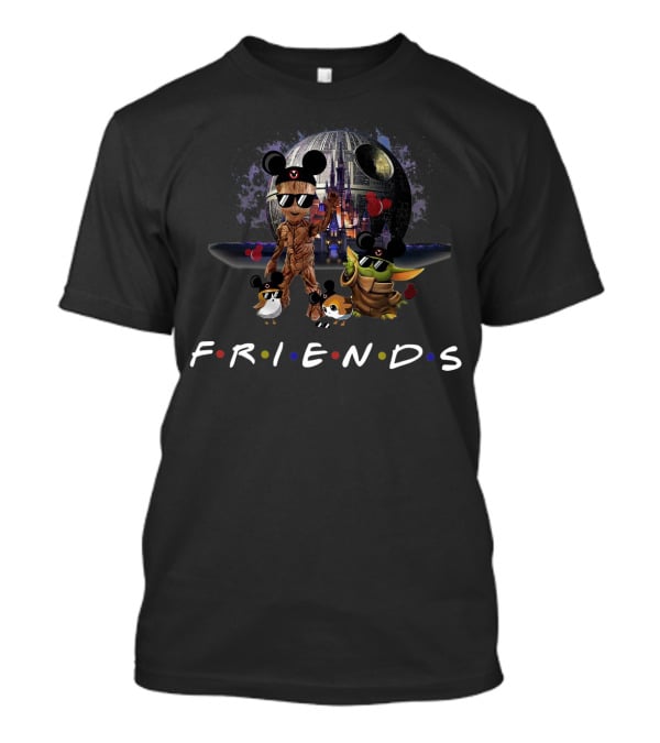 Friends Baby Yoda Baby Groot Death Star Mashup T-Shirt