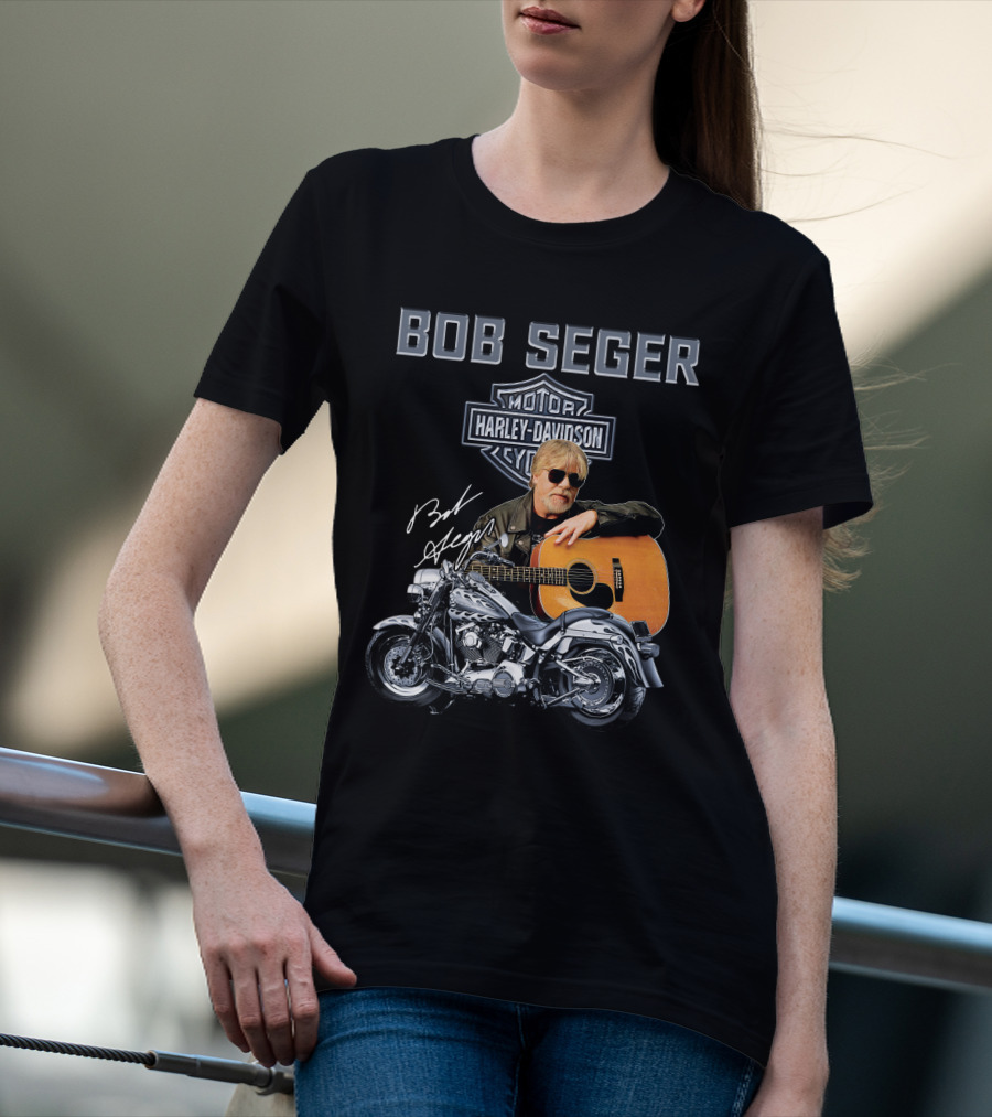 Bob Seger Harley Davidson Motorcycle Guitar Signature T-Shirt