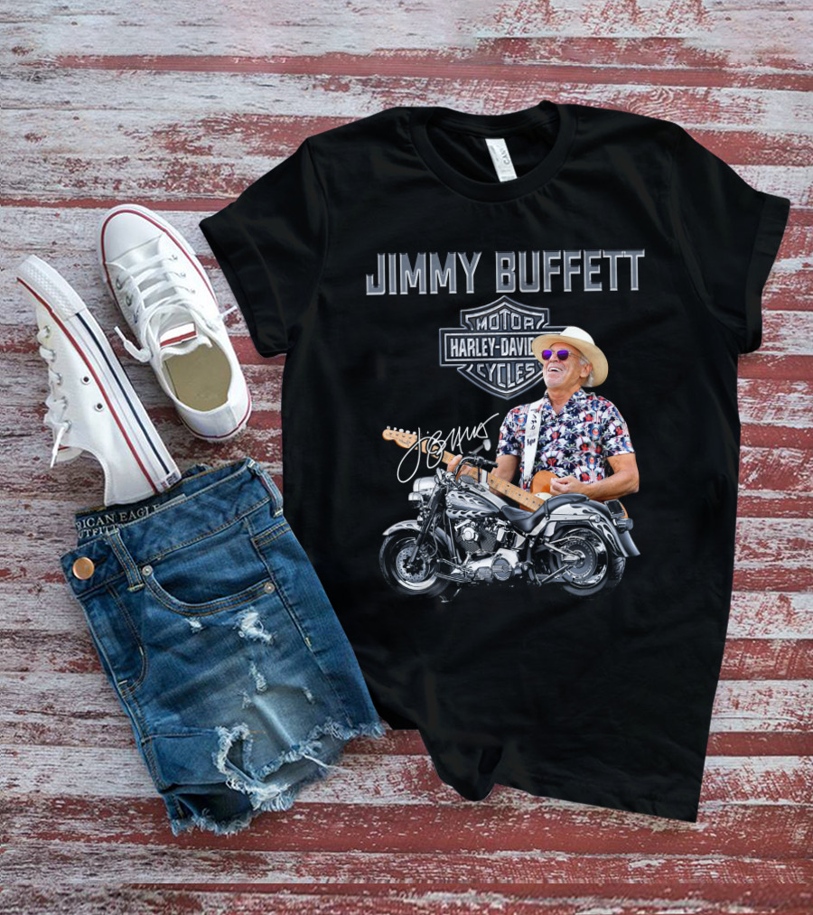 Jimmy Buffett Harley Davidson Motorcycles Vintage Style T-Shirt