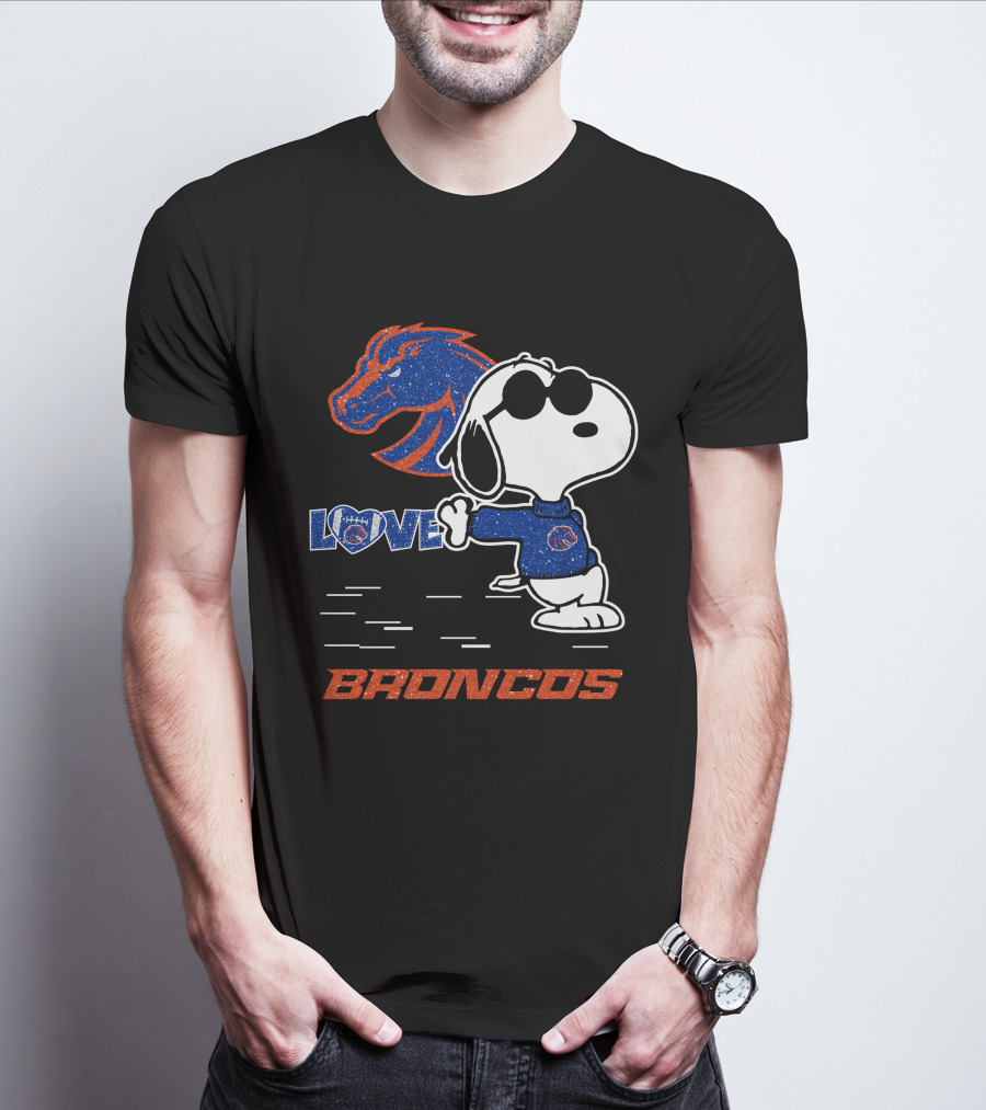 Snoopy Love Boise State Broncos Football Mascot T-Shirt