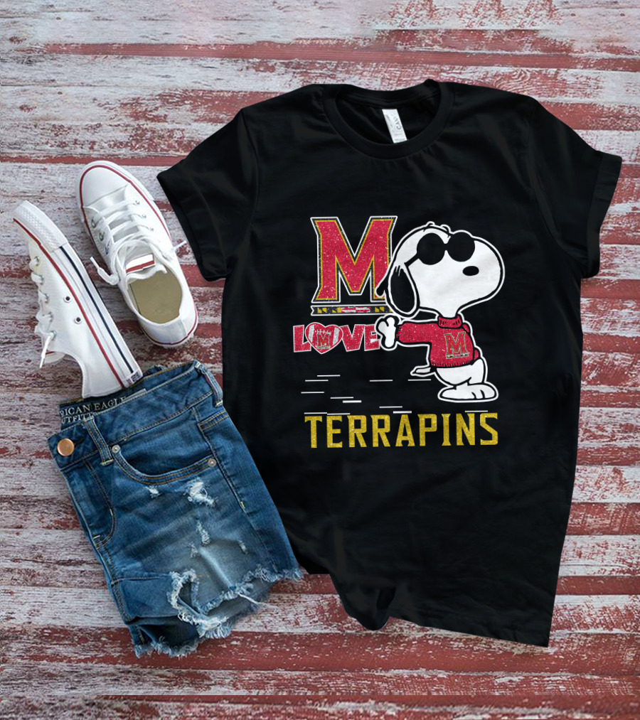 Snoopy Maryland Terrapins Love M T-Shirt