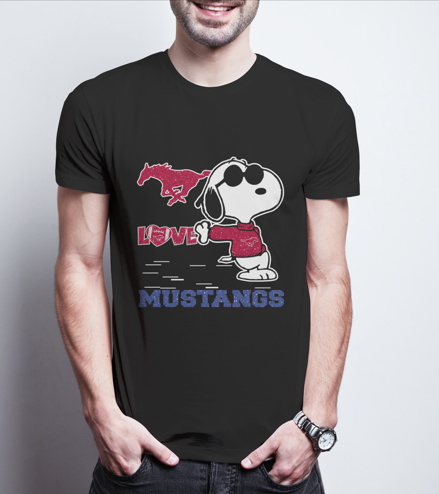Snoopy Love SMU Mustangs Football Peanuts T-Shirt