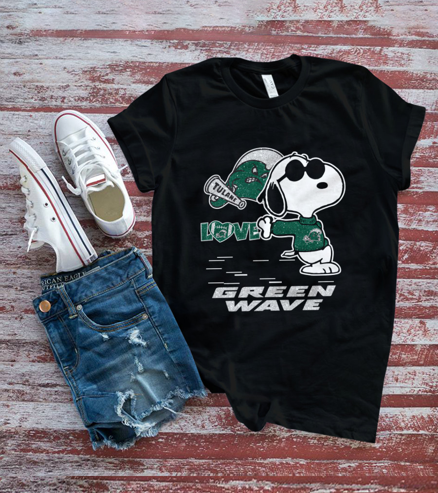 Snoopy Tulane Green Wave Love T-Shirt