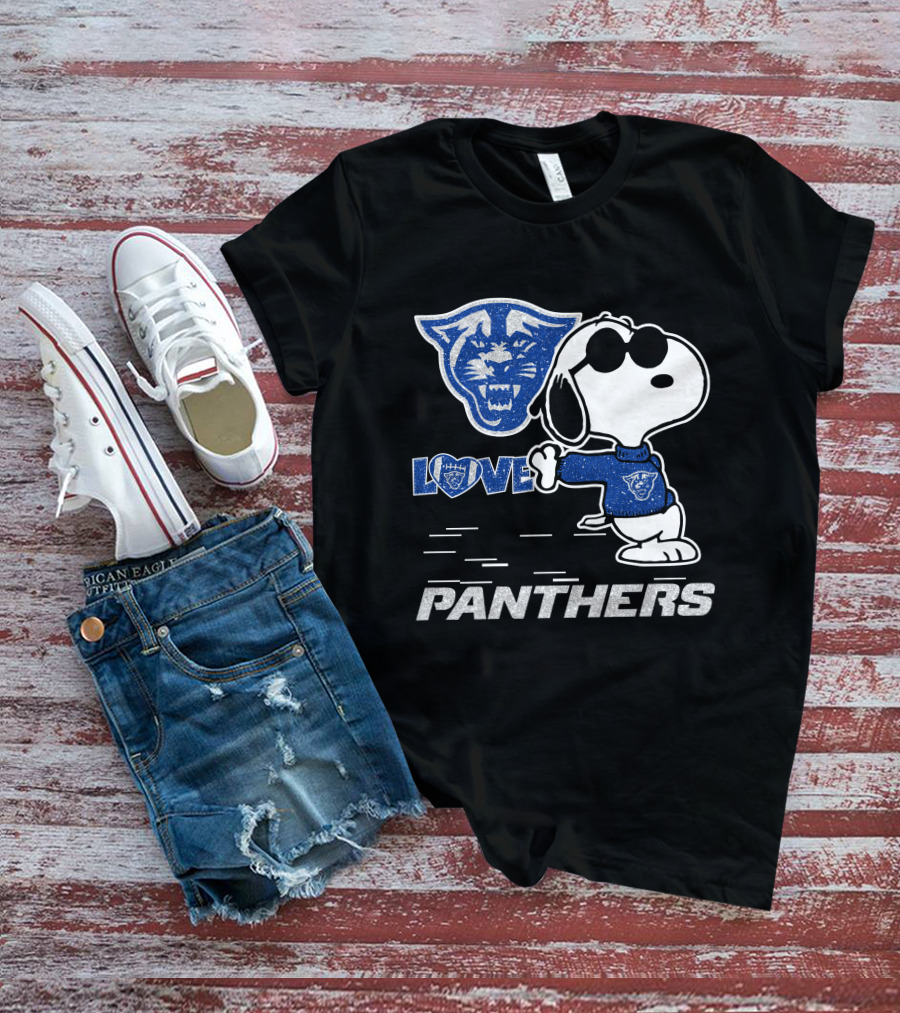 Snoopy Love Georgia State Panthers Football Fan Gear T-Shirt
