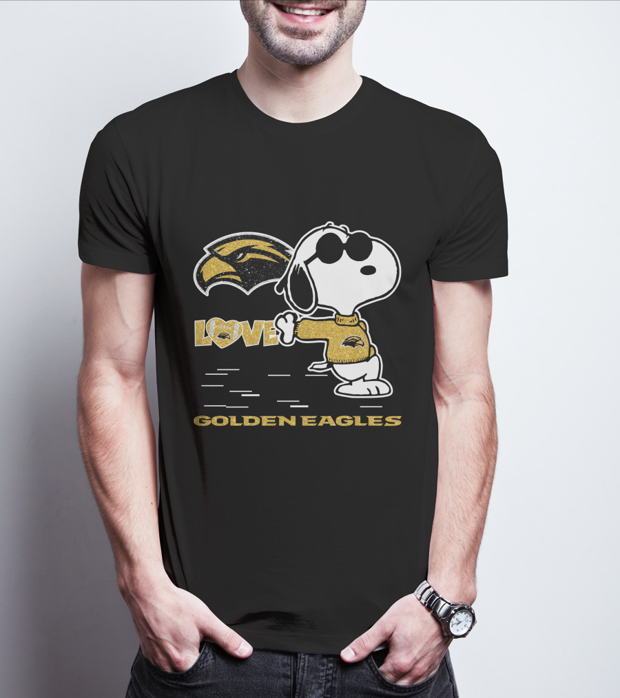 Snoopy Love Southern Miss Golden Eagles Heart T-Shirt