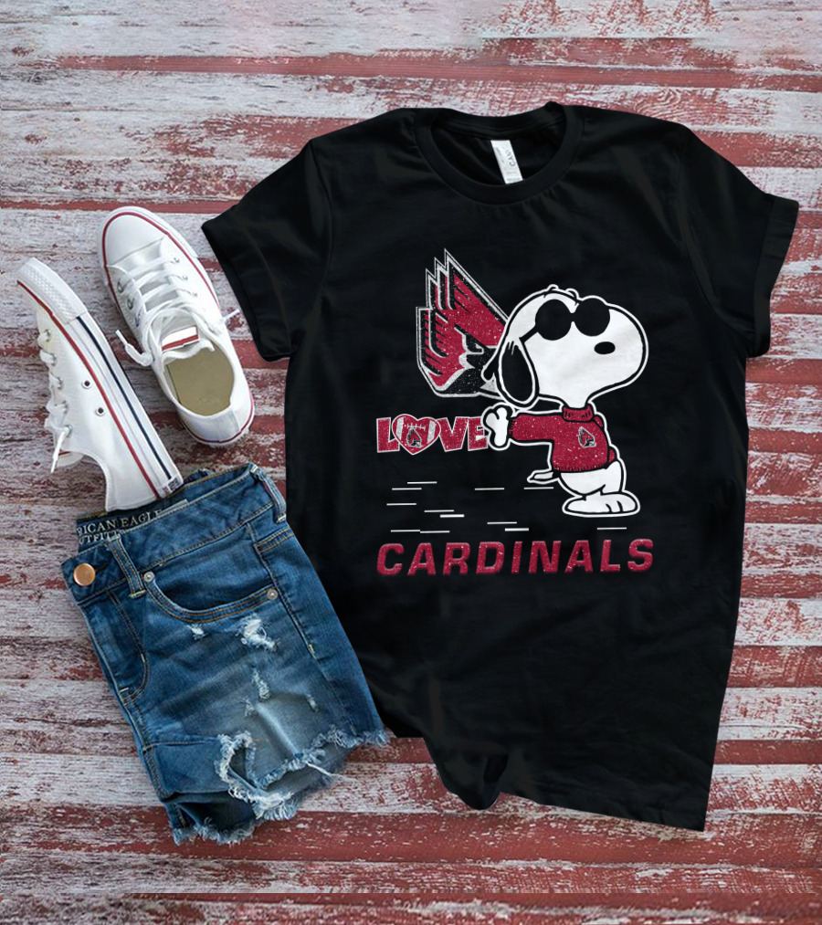 Snoopy Love Ball State Cardinals Peanuts Football Fan T-Shirt