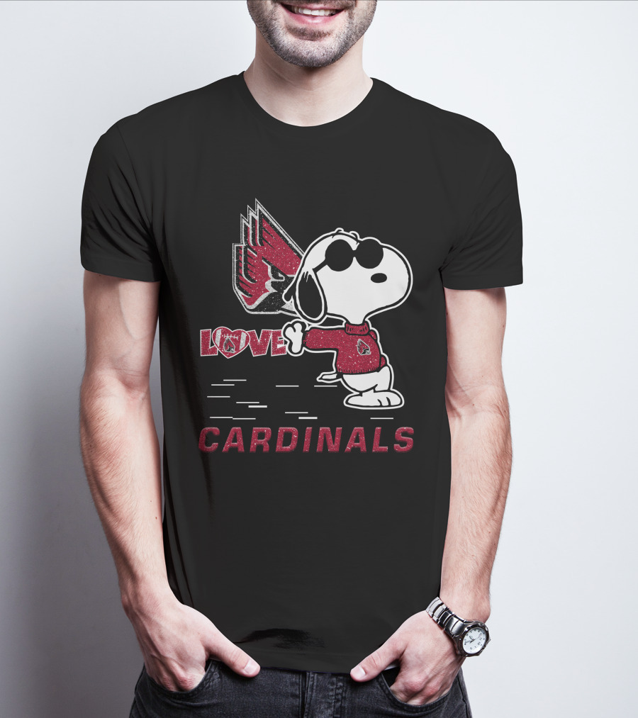 Snoopy Love Ball State Cardinals Peanuts Football Fan T-Shirt