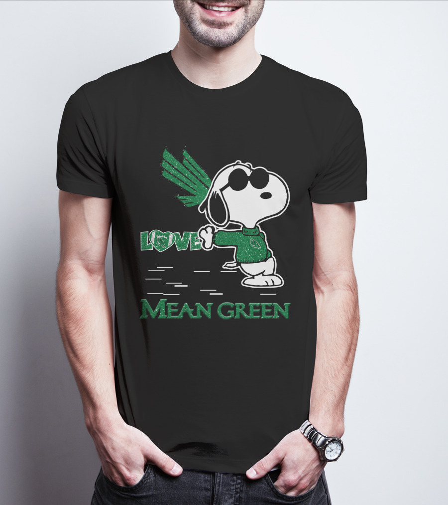 Snoopy Heart Love North Texas Mean Green Peanuts T-Shirt