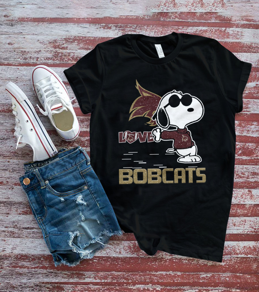 Snoopy Bobcats Love Texas State Bobcats T-Shirt
