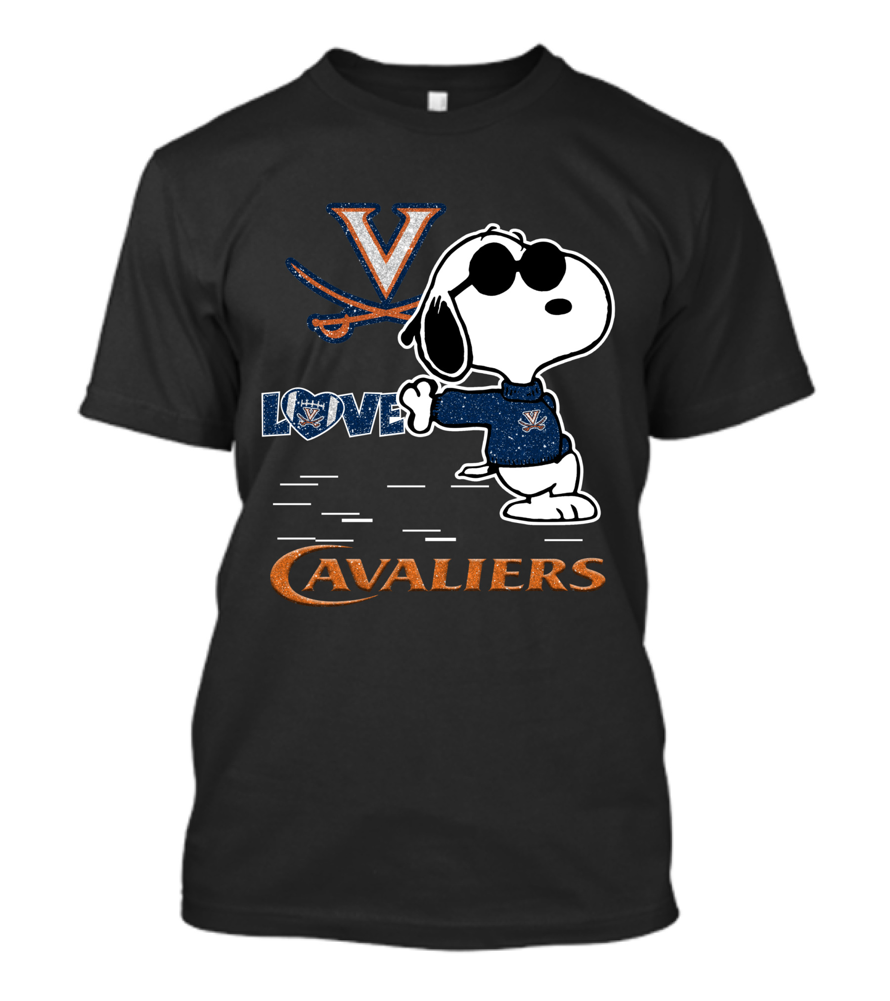 Snoopy Love Virginia Cavaliers V Logo And Heart T-Shirt
