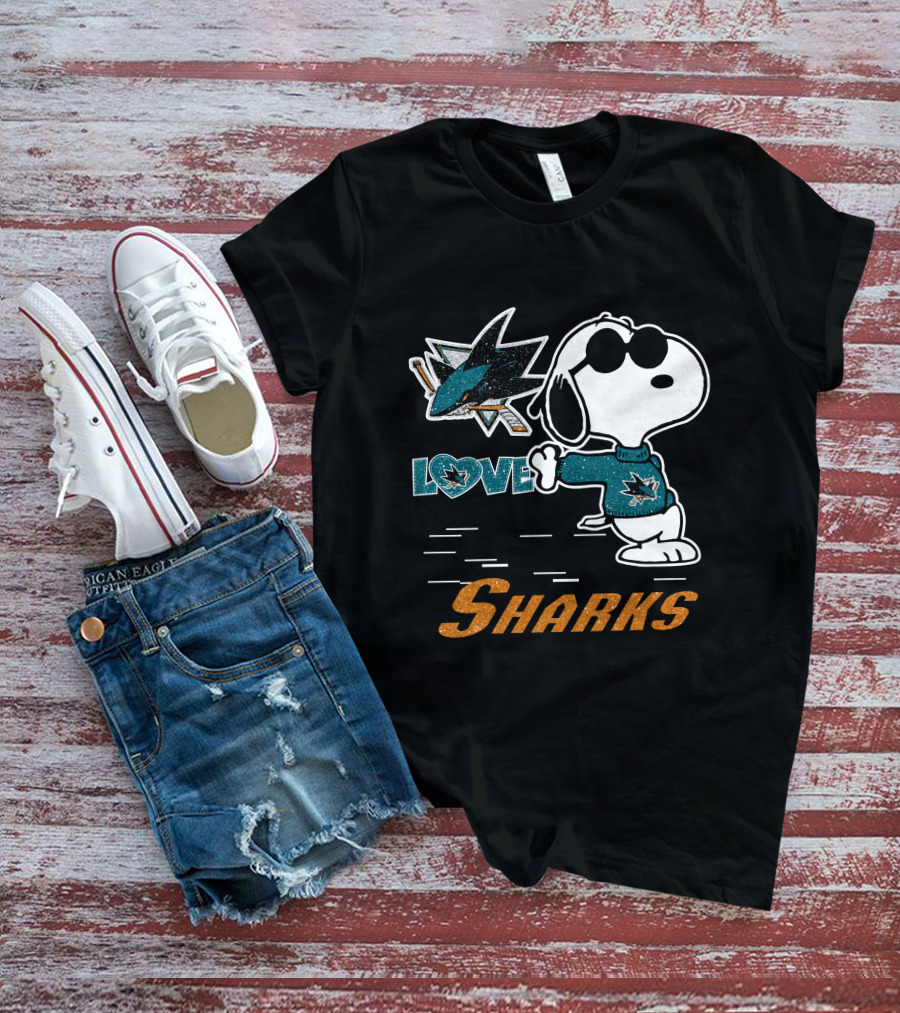 Snoopy Love San Jose Sharks Logo Hockey Enthusiast T-Shirt