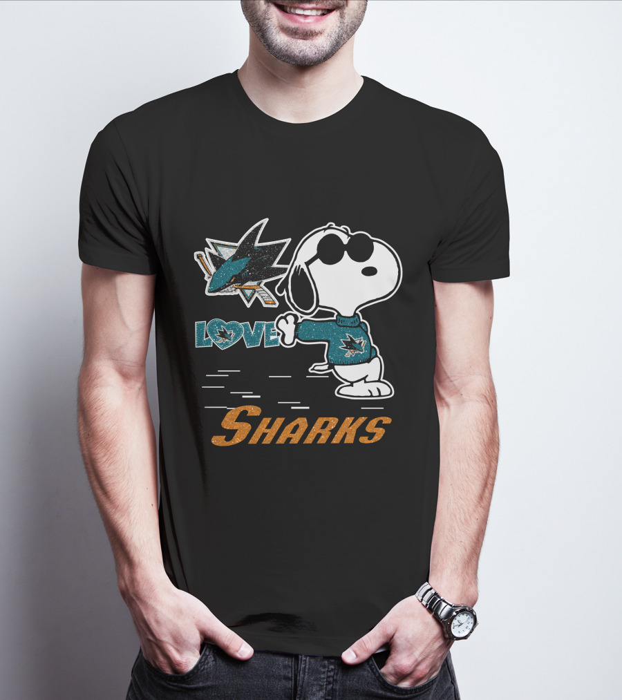 Snoopy Love San Jose Sharks Logo Hockey Enthusiast T-Shirt