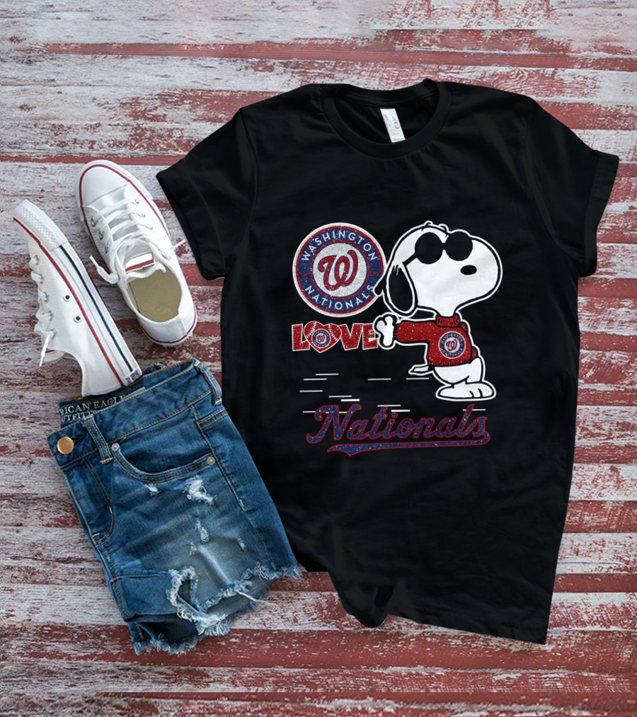 Snoopy Love Washington Nationals Logo Baseball T-Shirt