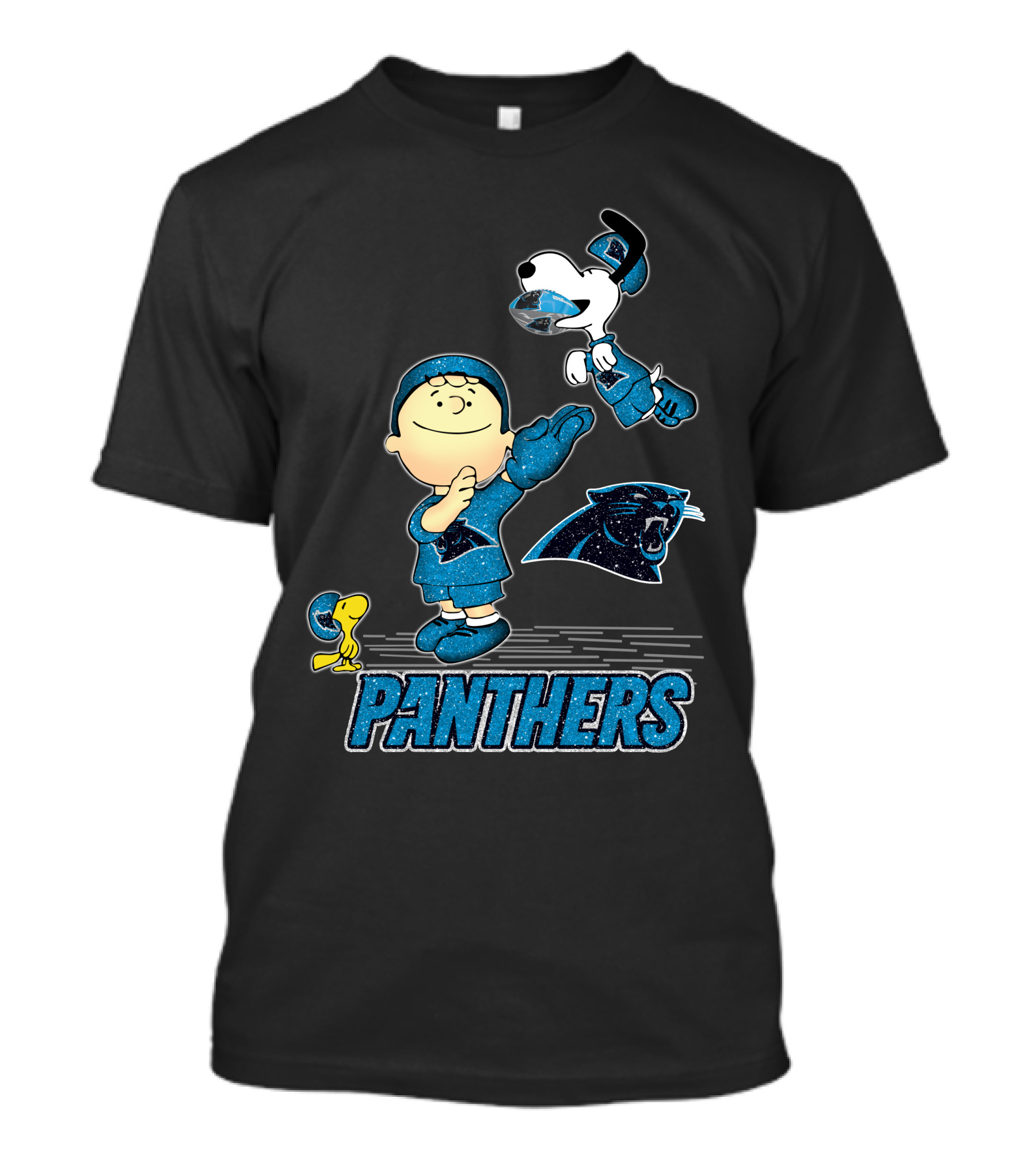 Snoopy And Woodstock Celebrate With Carolina Panthers Football Fun T-Shirt