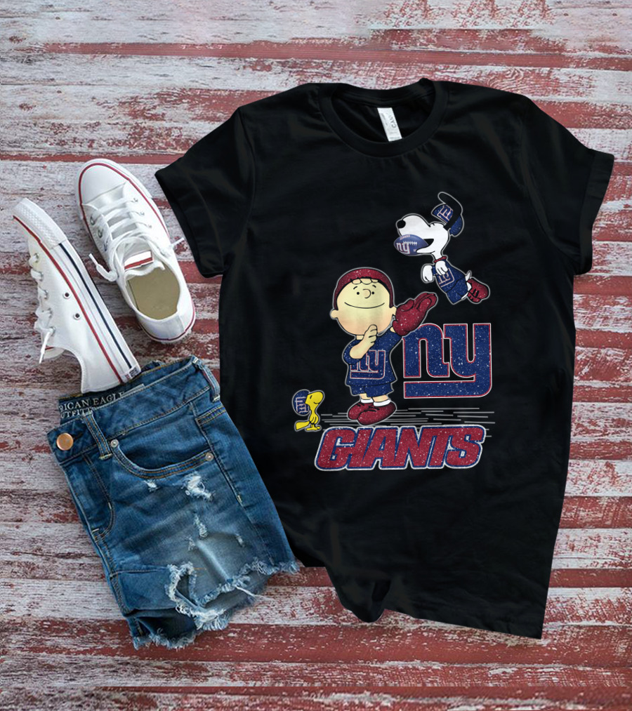 Snoopy Love New York Giants Ny Giants Football Charlie Brown Woodstock T-Shirt