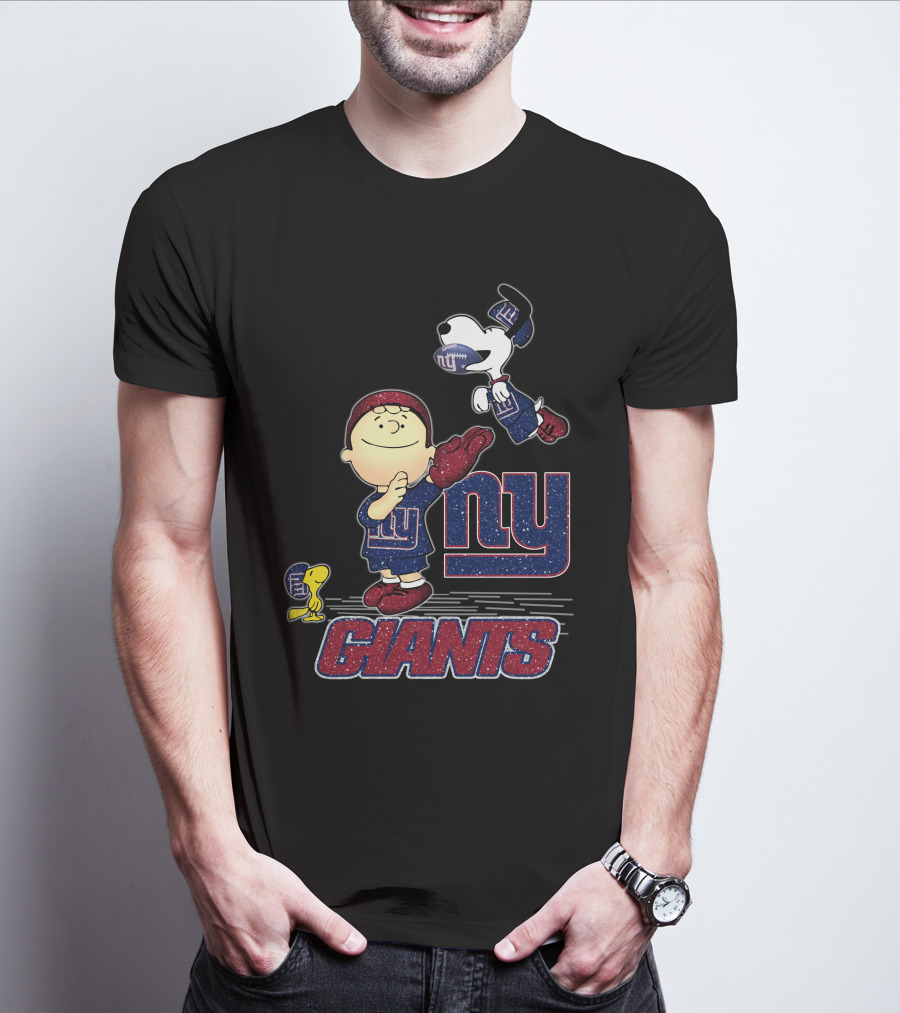 Snoopy Love New York Giants Ny Giants Football Charlie Brown Woodstock T-Shirt