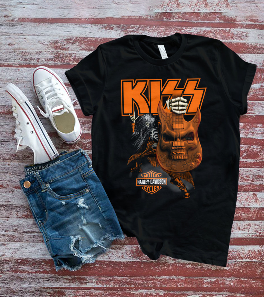 Kiss Harley Davidson Skeleton Guitar T-Shirt